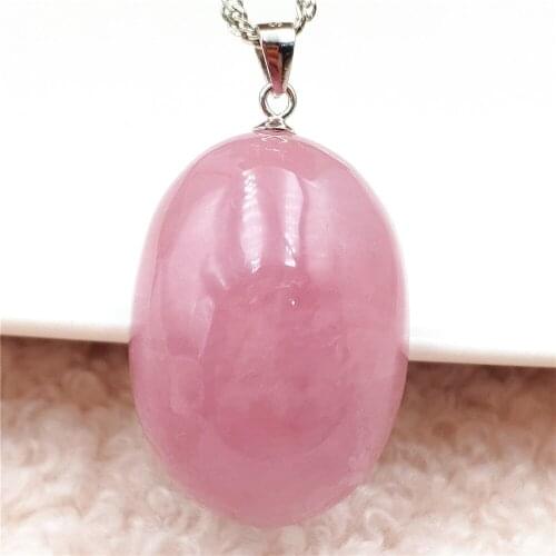 100% Natural Red Rose Quartz Crystal Oval Pendant 28x20x13mm Rose Quartz Madagascar Necklace Women Men AAAAA