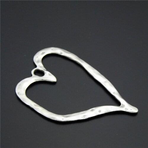 2PCS Silver Color Hollow Heart Shape Carved Heart Charms Large Pendant Necklace Jewelry Finding DIY A2292