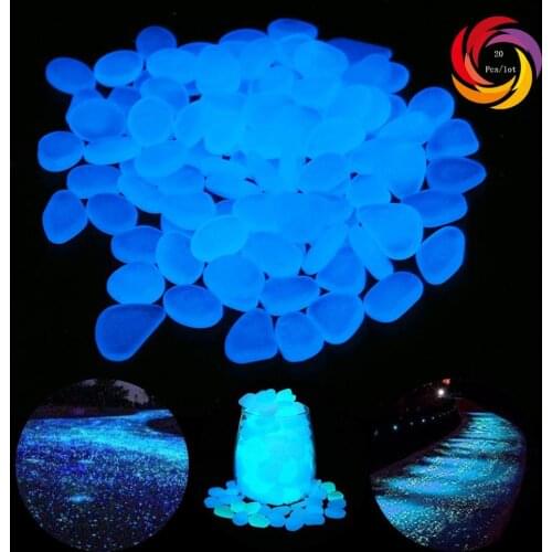 20Pcs/Lot Glow in the Dark Garden Pebbles Stones Rock for Walkways Decor Luminous Stones Aquarium Fish Tank Decorative Stones