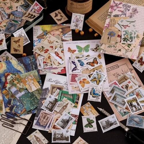 46pcs/pack Stamps Adhesive Stickers Decoration Journal Diary Gifts Scrapbooking Kawaii Creative DIY Stationery Stickers