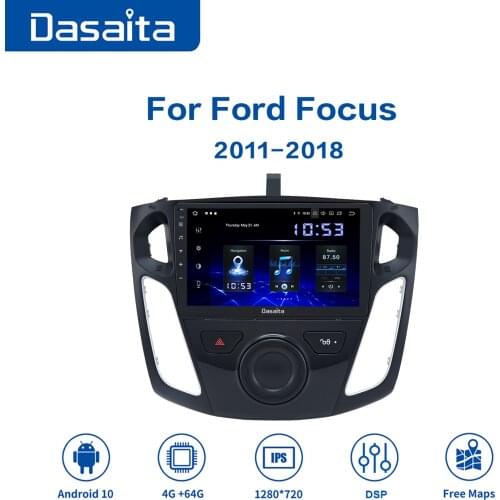 Dasaita 10.2" Android 10.0 Car Radio 1 Din HD Touch Screen with DSP Carplay GPS Nav BT 5.0 for Ford Focus 2011-2018 Head Unit