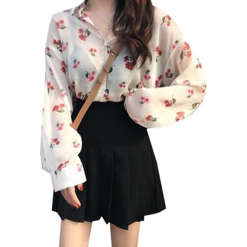 Blouses Women Ulzzang Summer Spring New College Fresh Floral Sun-proof Long Sleeve Femme Blusas All-match Vintage Lady Shirts
