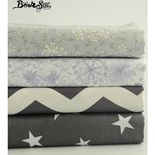 Booksew Twill Cotton Fabric Black and White Color 4PCS 40cmx50cm Scrapbooking Desk Decoration Telas Tecido Sewing Project
