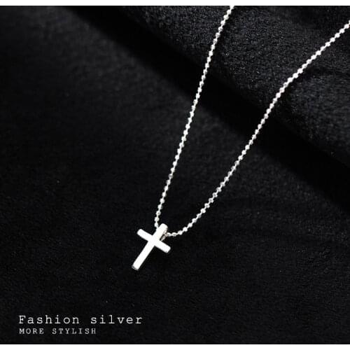 Solid 925 Sterling Silver Cross Necklace for Women Teen Girls Beads Chains Gothic Pendant Necklaces Korean Style Jewelry 2021