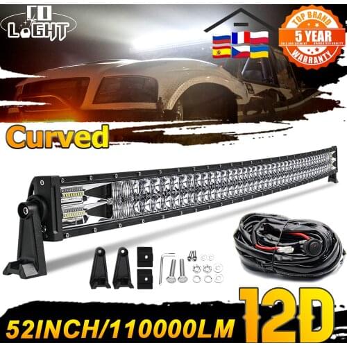 CO LIGHT 110000LM 52inch Curved LED Light Bar 12D Super Bright 2-Rows Combo Beam Led Bar For ATV Offroad UAZ SUV 4x4 4WD 12V 24V
