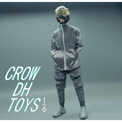 CROWTOYS 1/6 Male Soldier Gray Jacket Pants Set Fashion Top Trousers Clothes Model Fit 12'' Action Figure Body