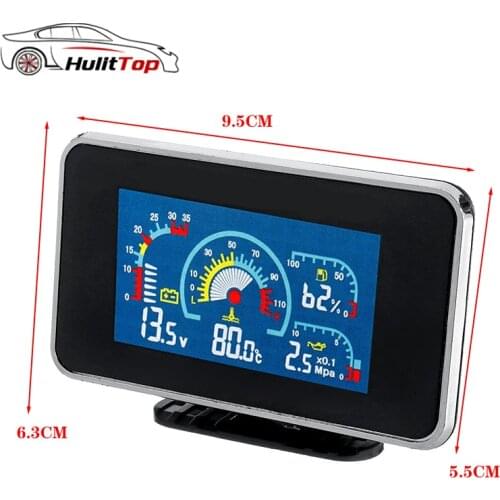 Oil Pressure Sensor Gauge 12V/24V 4 in1 LCD Car Digital ALARM Gauge Voltmeter Oil Pressure Fuel Water Temp Meter 1/8 NPT M10
