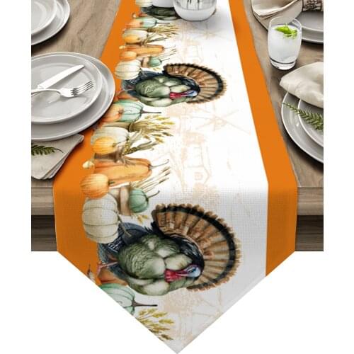 Thanksgiving Pumpkin Turkey Table Runners Home Dining Coffee Table Decor Table Cloth Wedding Decoration Table Cover