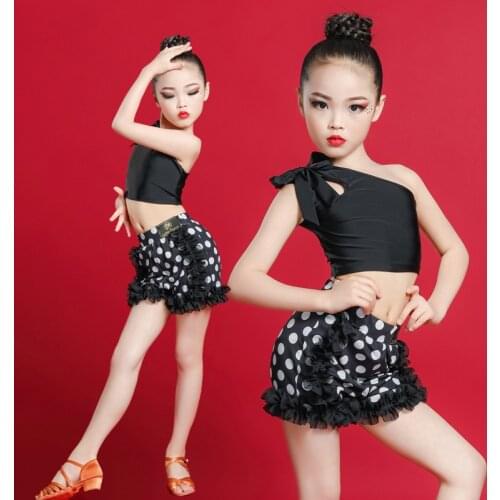 Childrens Latin Dance Stage Clothes For Girls Sleeveless Tops Skirt 2 Pieces Set Kids Ballroom Cha Cha Samba Dancewear DL6152