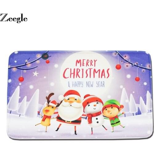 Zeegle Door Mat Christmas Decor Floor Mat New Year Gift Door Mat Flannel Fleece Fabric Floor Mat Carpet For Living Room