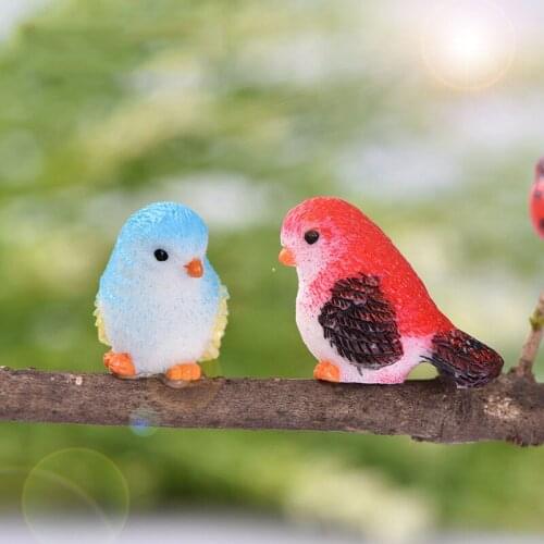 8PCS Cute Little Birds Animal Model Figurine Home Ornament Glass Decor Miniature Craft Garden Fairy Decoration DIY Accessories