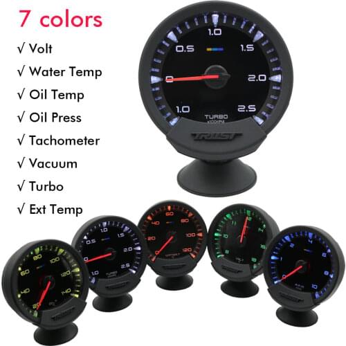 GReddi Sirius Trust 74mm Auto Gauges 7 Colors Turbo Boost Volt Water Oil Temp Vacuum Oil Press RPM EGT Gauge