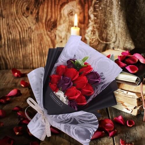 Creative Scented Artificial Soap Flowers Rose Bouquet Gift Box Simulation Rose Valentines Day Birthday Weddings Gift Decorations