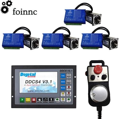 Cnc kit ddcsv3.1 motion control system nema23/57 hybrid servo set closed-loop motor + drive 4-axis motion controller