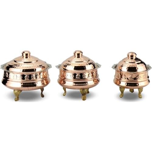 Morya Copper Sugar Bowl Candy Jars with Cover Storage Home Decor Organizer Rustic Dessert Ice Cream Snacks Nuts Bite Set 3 Pcs