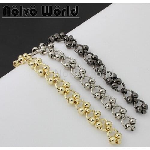 1-5meters 3 colors 14mm width Alloy and Iron metarial chains for luxury bag replacement with double pearls bag accessories