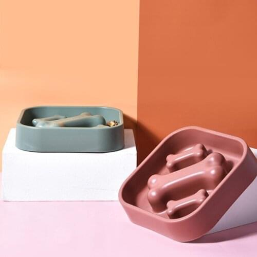 Pet Dog Bowl Slow Feeder Anti Choking Puppy Cat Eating Dish Bowl Bones Pattern Anti-Gulping Food Plate Pet Feeding Supplies