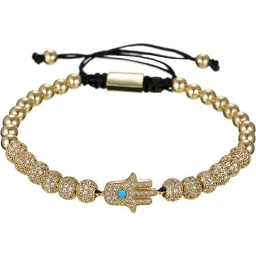 Fashion Luxury Mens Royal Palm Charm Bracelet Gold Braided Adjustable Mens Bracelet Suitable for Hip Hop Jewelry Gifts