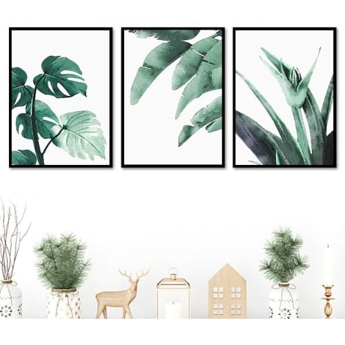 Monstera Aloe Banana Leaf Leafy Plant Wall Art Canvas Painting Nordic Posters And Prints Wall Pictures For Living Room Decor
