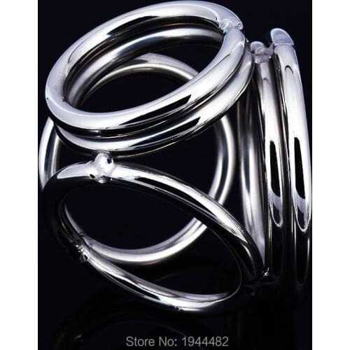 Stainless Steel Male Chastity Device Cock/Penis Ring Cockrings Restraints Four Rings Bondage Gear For Men