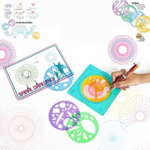 Spirograph Drawing toys set Spiral Designs Interlocking Gears & Wheels with 6-color-switch pen Educational drawing toys For Kids