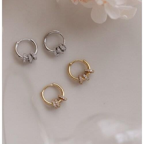 New Personality Exquisite Multi Ring Earrings Gold Plated Silver Plated Inlaid Zircon Earrings Womens Street Photo Jewelry