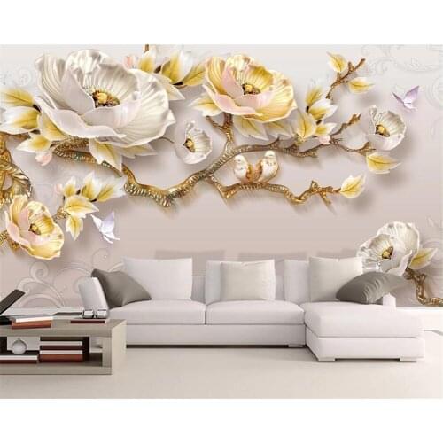 Beibehang papel de parede 3d Custom wallpaper photo modern minimalist 3D embossed peony new Chinese TV background wall