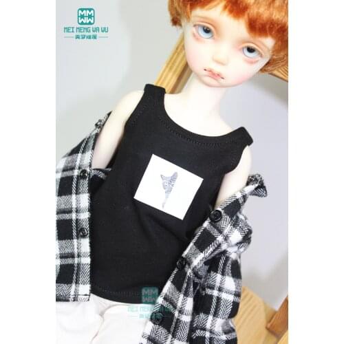 Clothes for doll fits 1/4 43cm BJD doll clothes Casual plaid shirt, vest, shorts