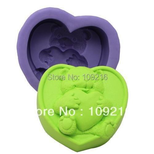 Wholesale!!1pcs Teddy Bear Grandma with LOVE (R0793) Silicone Handmade Soap Mold Crafts DIY Mold
