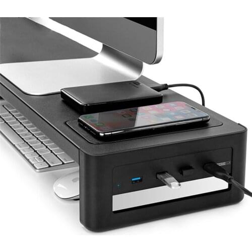 Monitor Laptop Stand Riser Monitor Support Computer Smart Stand USB 3.0 4 Port Charger ABS Desktop PC Screen Stand Holders