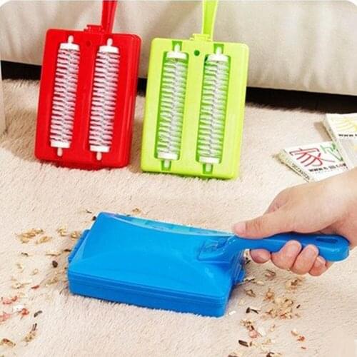 Double Brush Head Handheld Carpet Table Brush Plastic Sweeper Crumb Dirt Cleaner Roller Tool Home Cleaning Brushes Accessaries