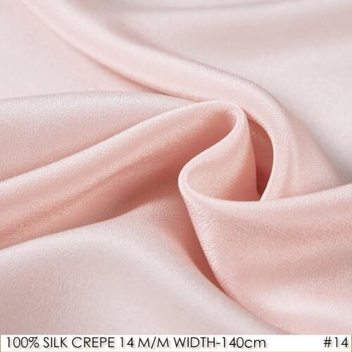 SILK CREPE DE CHINE 140cm width 14momme 100% Natural Silk Fabrics Organic High Quality Silk Supplier BabyPink NO 14