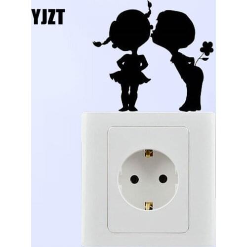 YJZT Boy And Girl Kiss Fashion Bedroom Vinyl Wall Decal Switch Sticker Decor 8SS-2597