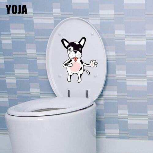 YOJA 17.2*21.7CM Cartoon Toilet Sticker Wall Decal Living Room Home Decor French Bulldog T3-0535