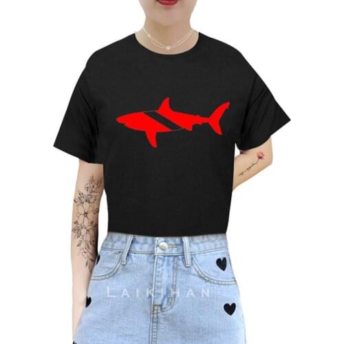 Diver Down Great White Shark 2021 women basic cotton T shirt short sleeve O neck tees ladies casual tee shirt street wear top