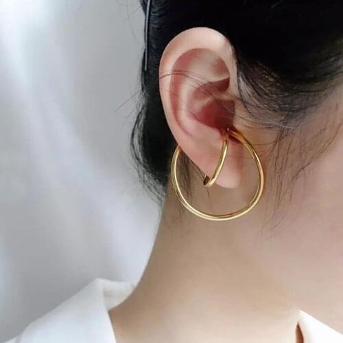 AENSOA Gold Silver Color Earrings without Piercing Geometric Irregular Ear Cuff Minimalist Earrings for Women Simple Jewelry