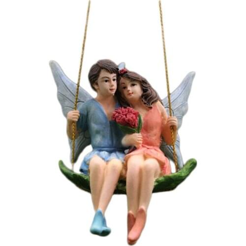 Garden Decor Craft Scene Decoration Romantic Couple Figurines Resin 6.8x6x8.5cm High-quality Materials 1pcs Landscape Ornaments