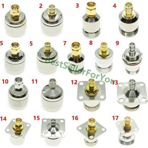 1Pcs N Type Male Female To RP-SMA/SMA Male Female RF Connector Adapter Test ConverterBrass