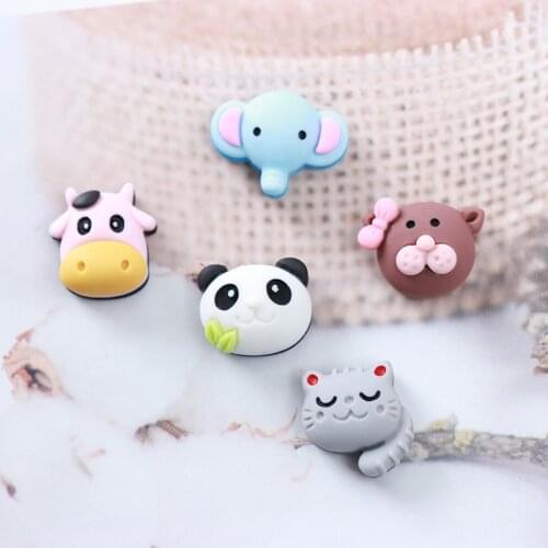 10Pcs Resin Kawaii Cartoon Animals Flatback Cabochon Elephant Cat Characters for Earrings Accessories DIY Scrapbook Phone Decor
