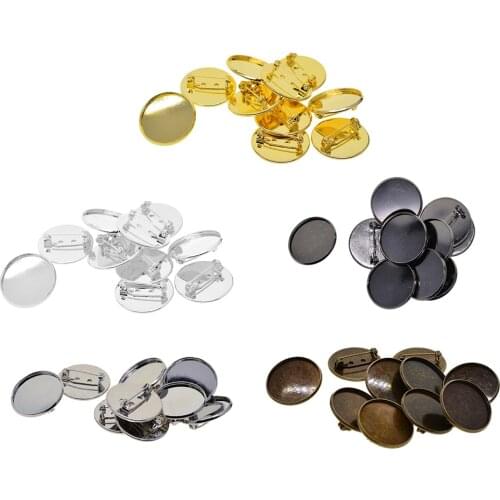 10pc Copper 25mm Cabochon Trays Brooch Pin Pad Brooch Round Clasps Pin Disk Findings Supplies Craft DIY Jewelry Finding Tool