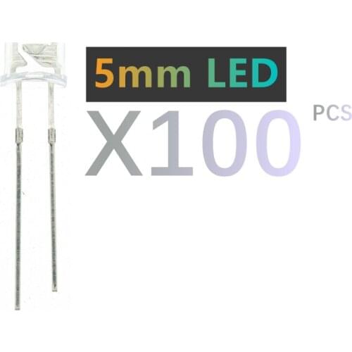 100pcs 5mm led white/blue/red/yellow/green/pink/purple UV/RGB light bulbs / 5MM White Colour LED emitting diode F5mm White LED