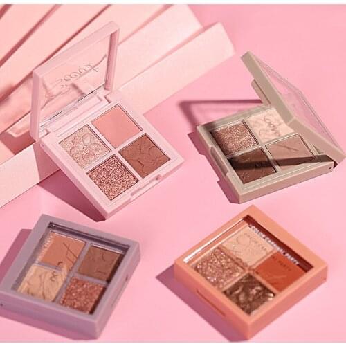 4 Color Nude Eyeshadow Palette Matte Glitter Eyeshadow Milk Tea Color Lasting Waterproof Eye Shadow Cosmetic Eye Shadow