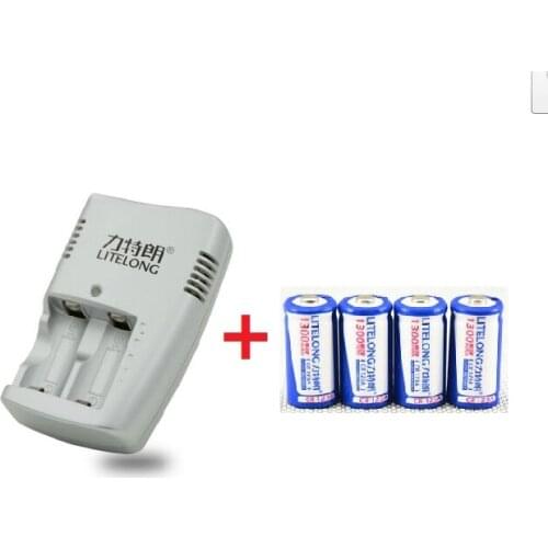 4pcs 3v cr123a rechargeable lithium battery, camera / flashlight battery + 1pcs cr123a charger