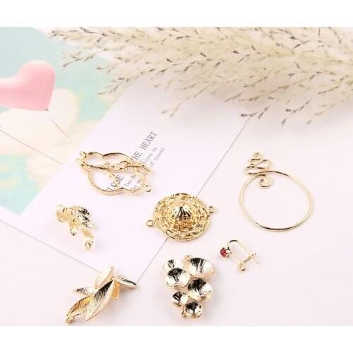 DIY accessories copper-plated real gold color preservation branches, leaves, straw hat earrings material pendant
