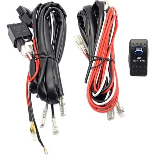 Car Driving Light 5-pin Blue Led Rocker Switch + 40a Relay Wiring Harness Kit