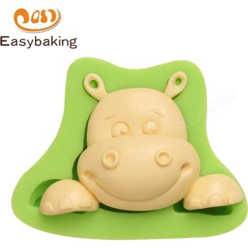 Food Safe Cute Hippopotamus Shape Silicone Molds Fondant Cake Decoration Sugar Craft Baking Tools