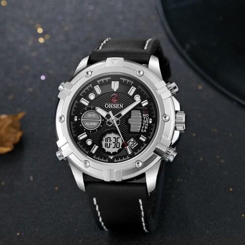 Luxury Brand Men Quartz Watch Digital Dual time Waterproof Military Man Wristwatches LED analog Fashion army sport Male clock