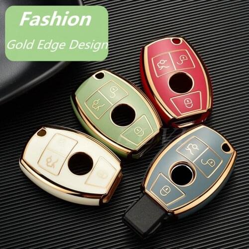 Electroplating TPU Car Remote Key Case Cover Shell Fob For Mercedes Benz A B R G Class GLK GLA GLC GLR W204 W210 W176 W202 W463