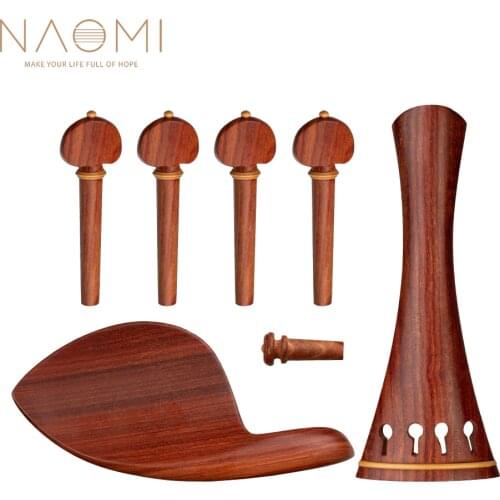 NAOMI Rosewood 4/4 Violin Parts Chinrest +Tuning Pegs +Tailpiece + Endpin Kit For 3/4 4/4 Violin Fiddle Use