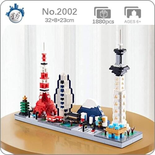 World Architecture City Tokyo Tower Sensoji Temple Mount Fuji 3D DIY Mini Diamond Blocks Bricks Building Toy for Children no Box